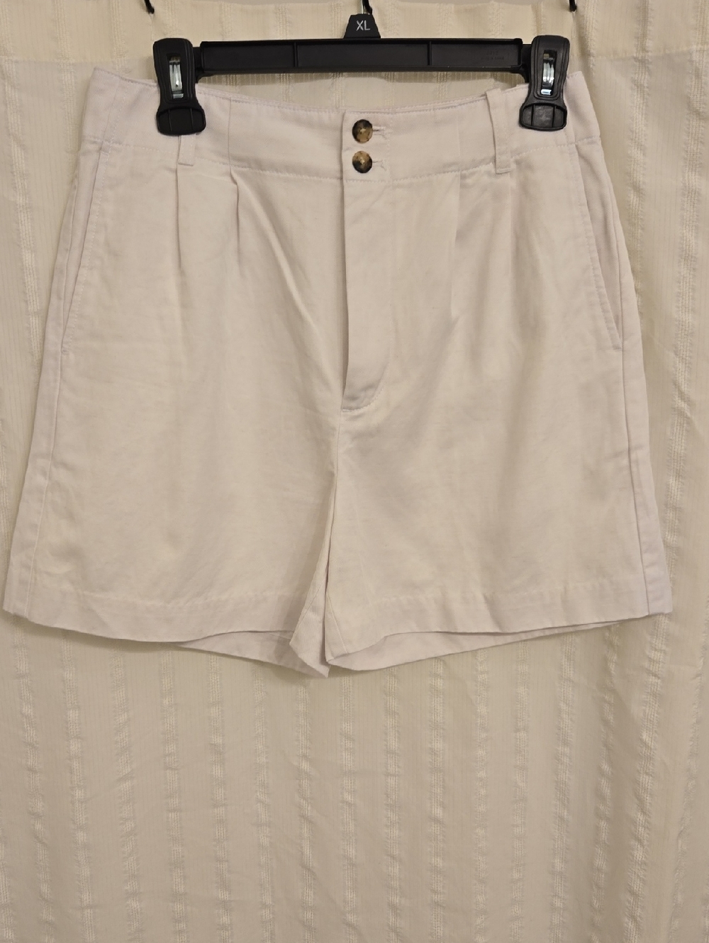 Madewell Light Beige High-Rise Pleated Cotton Shorts